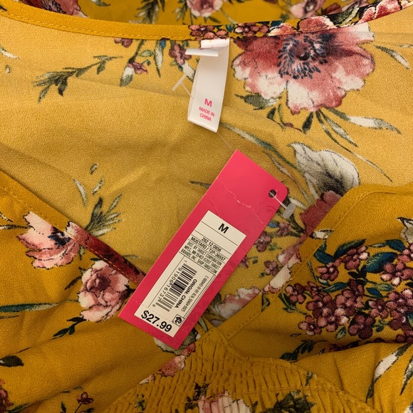 Floral Print V-Neck Smocked Waist Dress Medium - Picture 11 of 12